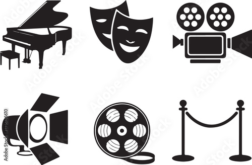 Entertainment Icons: Piano, Film, Theater, Red Carpet
