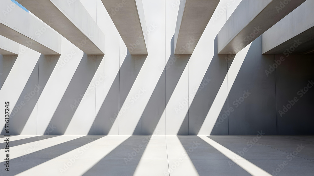 Fototapeta premium A background of a clean, architectural concrete wall with a soft shadow of a wind turbine blade