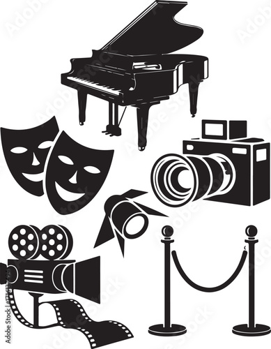 Stage and screen icons celebrate performance and entertainment