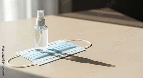 Wallpaper Mural Face mask and hand sanitizer for hygiene and protection against viruses. Torontodigital.ca