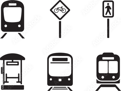 Modern transport icons for urban planning and travel
