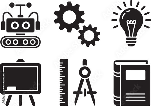 Education, tech, and innovation icons for modern concepts