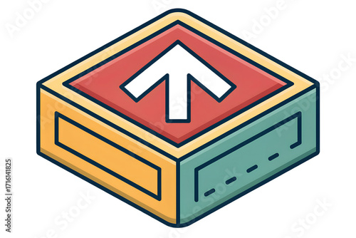 Up Arrow in a Box Flat Vector Icon. Minimalist Design for Websites, Apps, and Print on Transparent Background. Increase, Growth, and Upload Symbol.