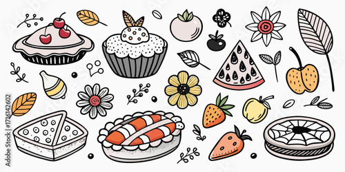 Whimsical hand-drawn desserts and sweets collection for creative projects