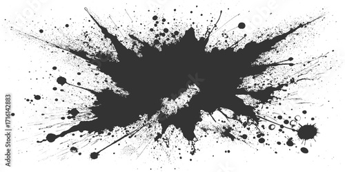 Abstract Black Powder Explosion on White Background Ink Splash, Explosive black powder burst effect isolated on white background. Black chalk explosion. black powder explosion.