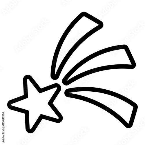 Shooting Star Icon – Black Outline Vector Illustration