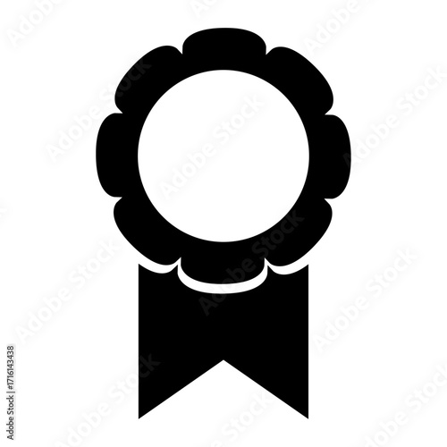 Award Badge Icon – Black Rosette Silhouette with Ribbon