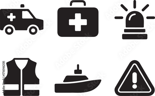 Emergency and safety icons for critical situations