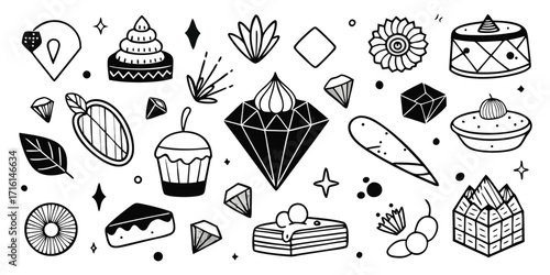 Whimsical hand-drawn desserts and sweets collection for creative projects