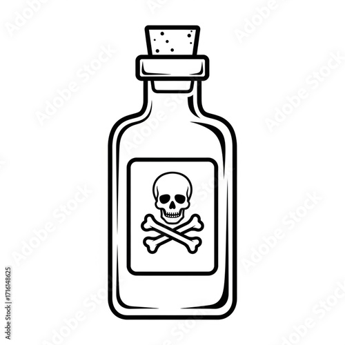 Halloweenfruitssingleicon poison bottle with skull and crossbones isolated on white background for halloween