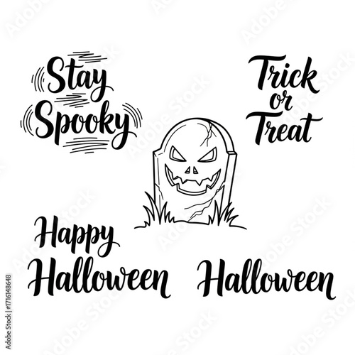 Halloweenfruitssingleicon isolated on white background, halloween themed graphics with spooky messages