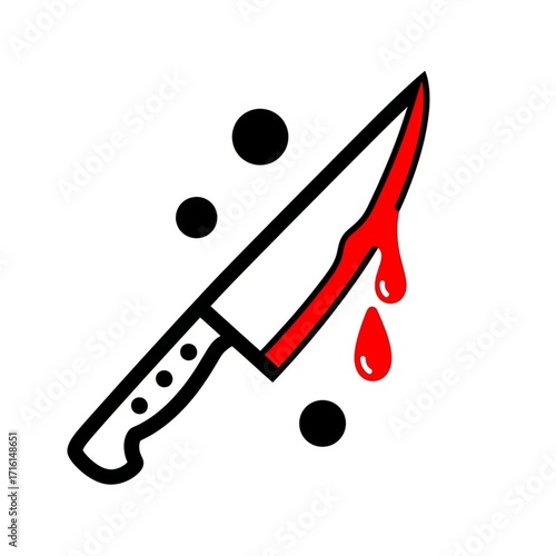 Halloweenfruitssingleicon bloody knife illustration isolated on white background, a symbol of violence