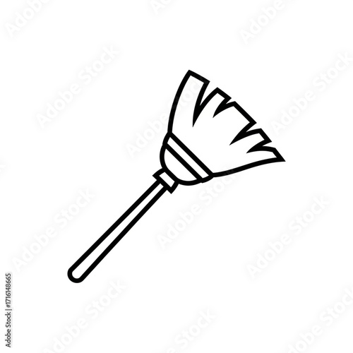 Halloweenfruitssingleicon illustration of a broom isolated on white background, perfect for cleaning