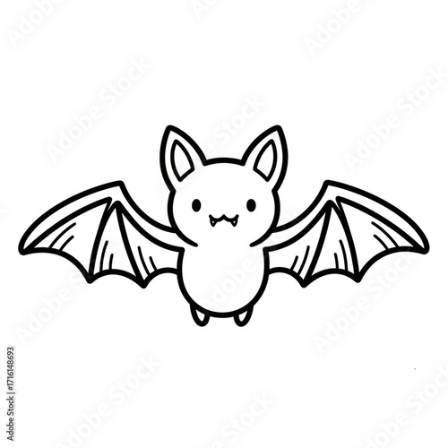 Halloweenfruitssingleicon cute bat illustration isolated on white background, a charming nocturnal animal
