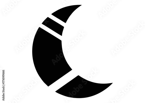 Stylized crescent moon on a light blue background, vector illustration 