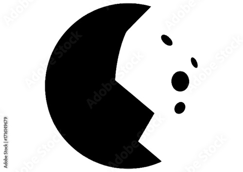 Stylized crescent moon on a light blue background, vector illustration 
