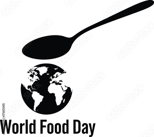 Vector art of spoon and globe with text World Food Day