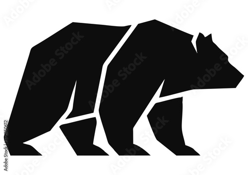 Cartoon bear cub character with a cute expression on a white background with copy space