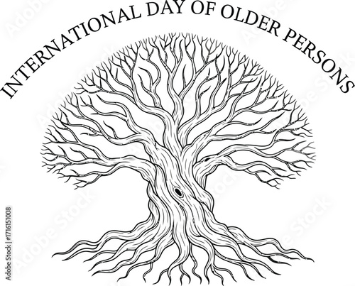 Vector art of tree illustration for International Day of Older Persons