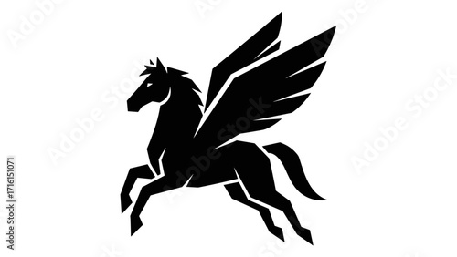 Elegant Pegasus Mascot Logo Emblem Illustration of Mythological Winged Horse