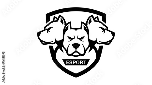 a Cerberus Fierce Three-Headed Dog Mascot Logo Emblem Illustration of  for Esports Teams