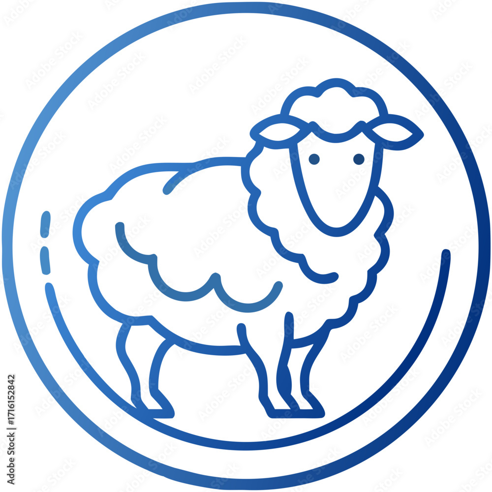 Obraz premium Gradient vector icon of a standing sheep