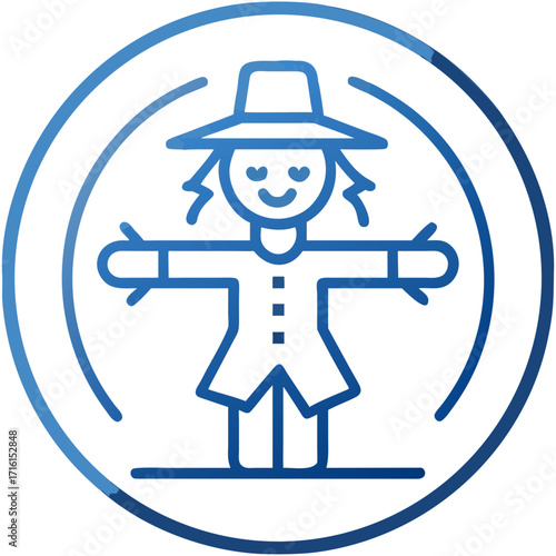 Gradient vector icon of a smiling scarecrow