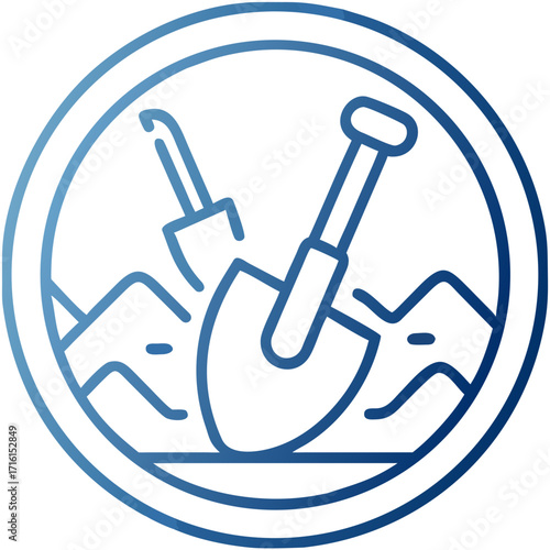 Gradient vector icon of gardening shovels