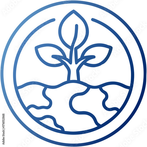 Gradient vector icon of an agricultural plant sprout