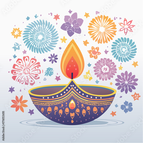 Celebrate Diwali Festive Lights and Colorful Flowers