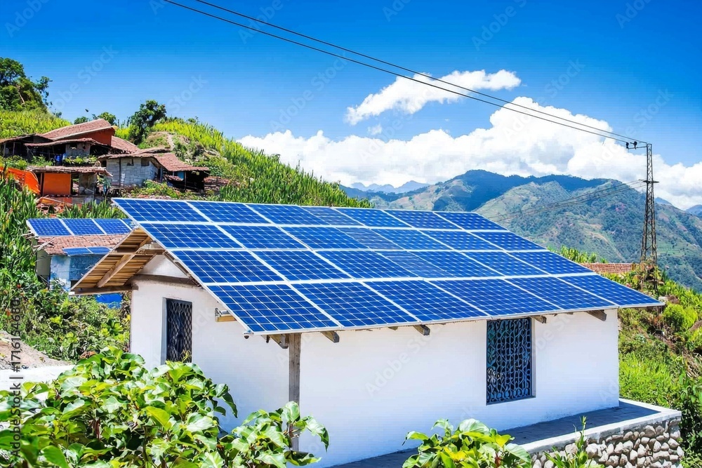 Obraz premium A vibrant microgrid powered by renewable energy sources.