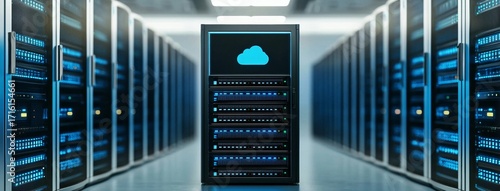 A vibrant banner highlighting efficient data centers and cloud storage solutions.
