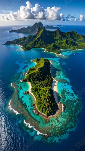 Tropical islands aerial view