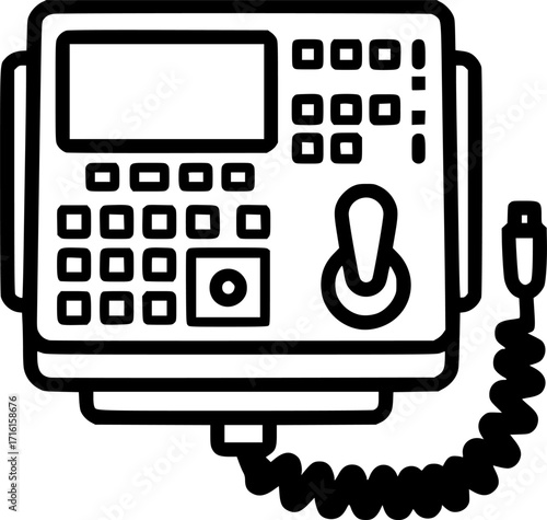 Robot programming pendant outline icon vector
