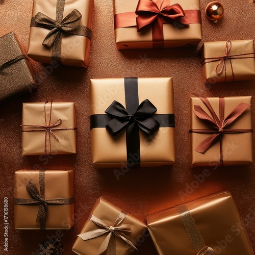 Wallpaper Mural Elegant assortment of beautifully wrapped gifts with decorative ribbons Torontodigital.ca