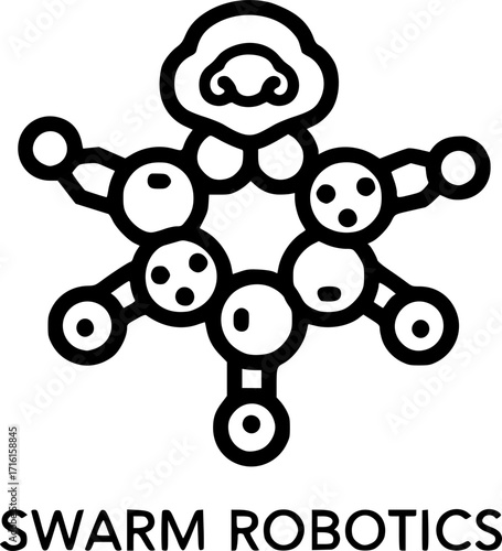 Swarm robotics cluster outline icon vector
