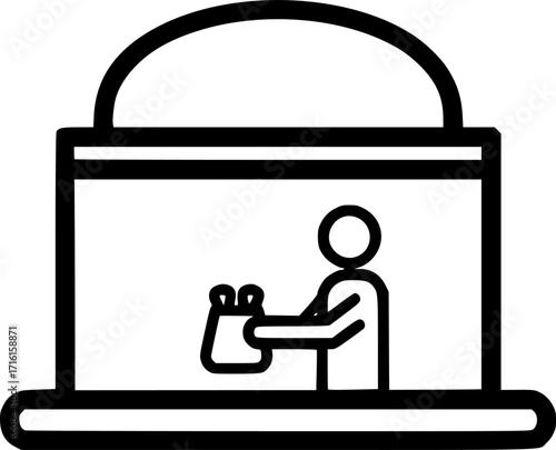 Restaurant takeout window outline icon vector
