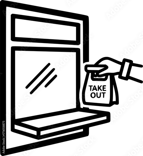 Restaurant takeout window outline icon vector
