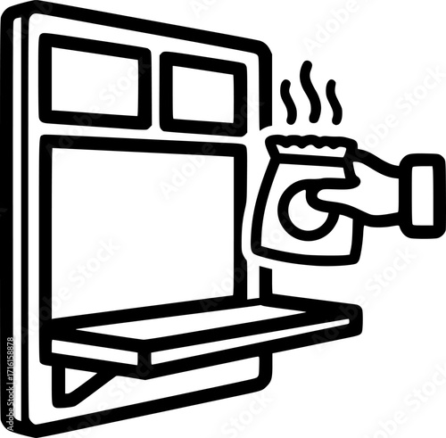 Restaurant takeout window outline icon vector
