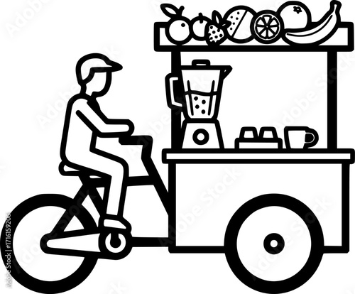 Smoothie bike cart outline icon vector
