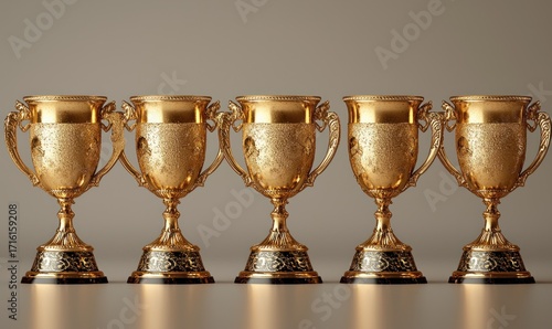Gold trophies in a row