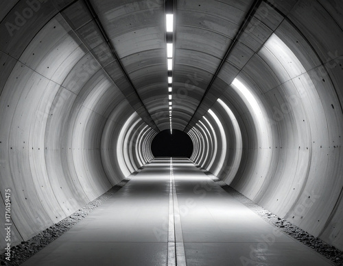 Illuminated concrete tunnel perspective abandoned infrastructure photography urban environment dramatic view conceptual imagination