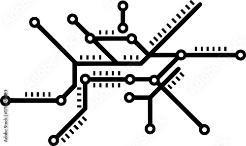 Transit route map outline icon vector
