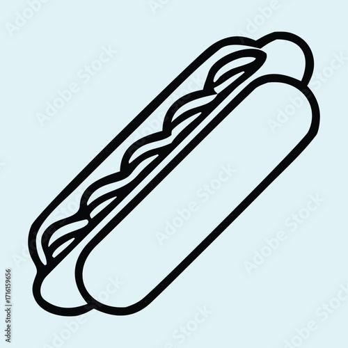 Minimalist Hot Dog Illustration A Clean Line Art Representation of a Classic American Food on a Light Background