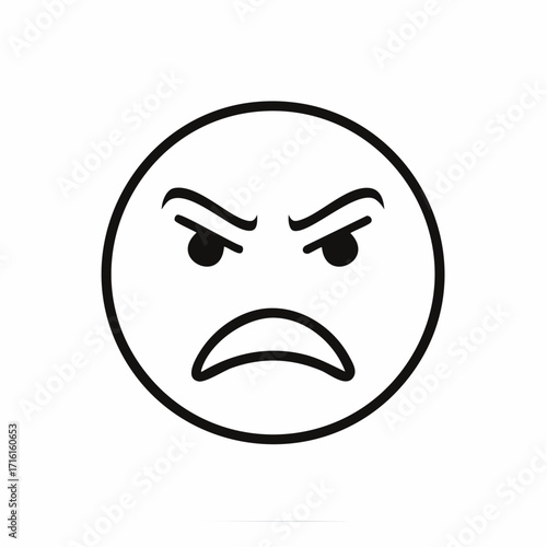 Grumpy expression A Simple Outline of a Face Conveying Anger and Frustration