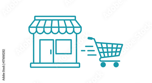 Fast online shopping and delivery vector illustration icon