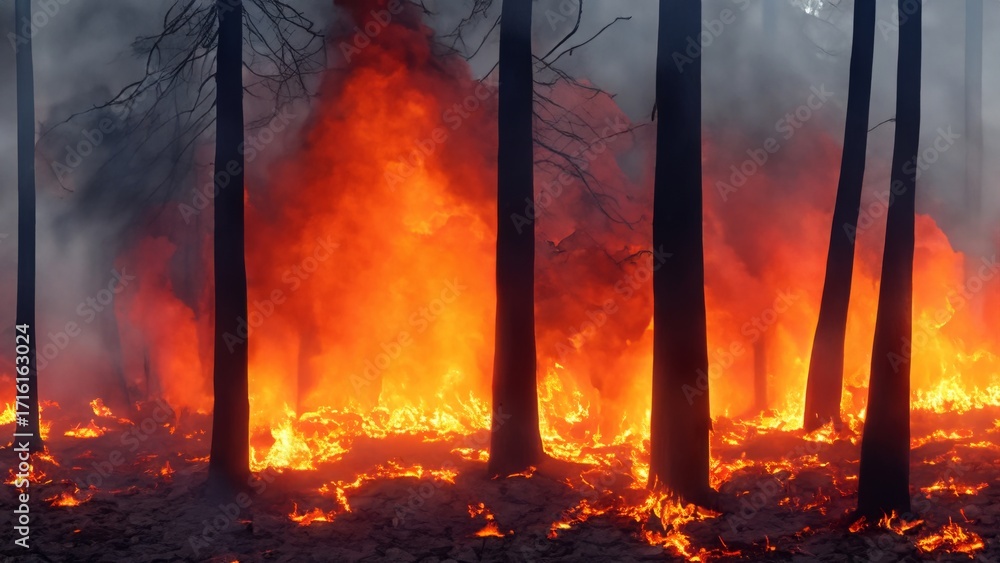Fototapeta premium Forest Fire and Wildfire Flames