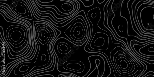 Abstract topographic contours map background. Topographic map and landscape terrain texture grid. Terrain map. Contours trails, Abstract outline topographic contour map. waves on black background.
