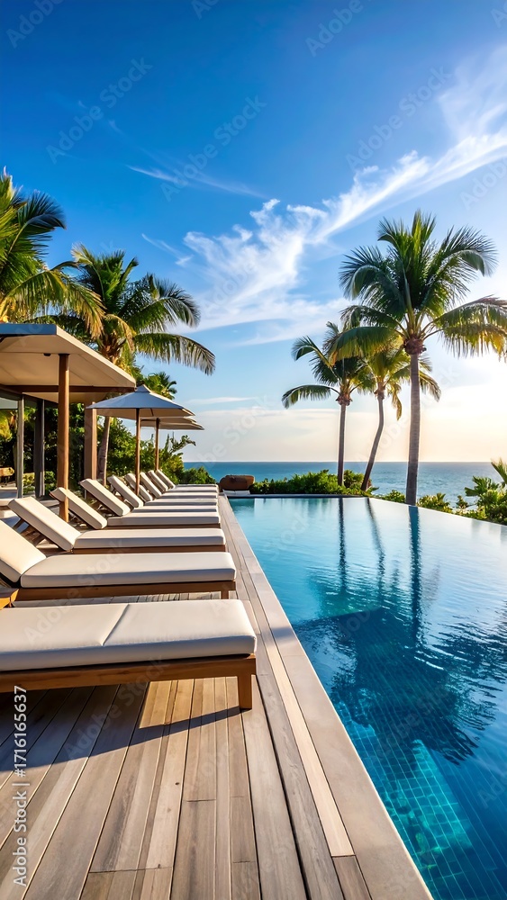 Fototapeta premium Tropical resort poolside scene (1)
