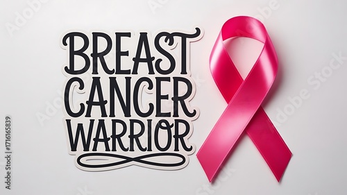 Breast cancer awareness pink ribbon symbol of support and hope